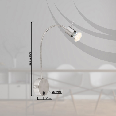 57310N APLIQUE FOCO PARED INTERRUPTOR 1xGU10 35W 230V NIQUEL MILLY GLOBO