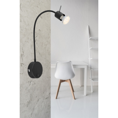 57310B APLIQUE FOCO PARED INTERRUPTOR 1xGU10 35W 230V NEGRO MILLY GLOBO