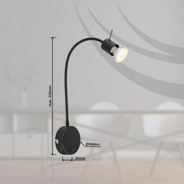 57310B APLIQUE FOCO PARED INTERRUPTOR 1xGU10 35W 230V NEGRO MILLY GLOBO