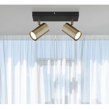 57911-2M REGLETA 2 FOCOS 2xGU10 25W 230V LATON ANTIGUO ROBBY GLOBO