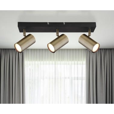 57911-3M REGLETA 3 FOCOS 3xGU10 25W 230V LATON ANTIGUO ROBBY GLOBO