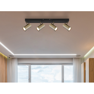 57911-4M REGLETA 4 FOCOS 4xGU10 25W 230V LATON ANTIGUO ROBBY GLOBO