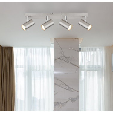 57911-4 REGLETA 4 FOCOS 4xGU10 35W 230V NIQUEL ROBBY GLOBO