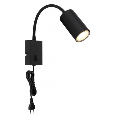 57911WB APLIQUE FOCO PARED INTERRUPTOR 1xGU10 35W 230V NEGRO ROBBY GLOBO