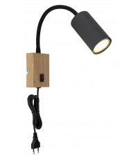 57911WG APLIQUE FOCO PARED INTERRUPTOR 1xGU10 35W 230V MADERA ROBBY GLOBO