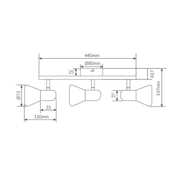 202000043 FOCO TECHO 3xE14 NIQUEL GUIMARA GSC