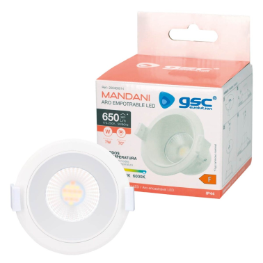 200400014 ARO LED RENDONDO EMPOTRABLE 7W CCT ANTIDESLUMBRAMIENTO BLANCO MANDANI GSC
