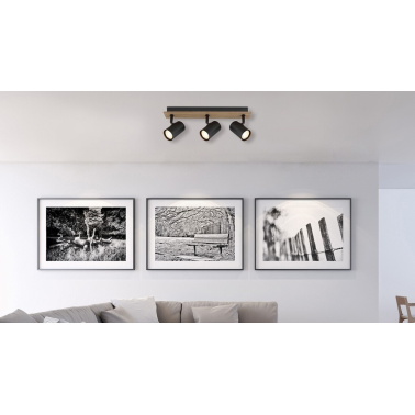 57905-3 FOCO TECHO LED 3xGU10 35W IP20 MADERA Y NEGRO LINCA GLOBO