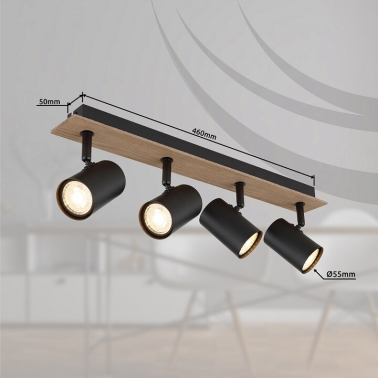 57905-4 FOCO TECHO LED 4xGU10 35W IP20 MADERA Y NEGRO LINCA GLOBO