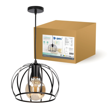 204400067 LAMPARA COLGANTE REDONDO CARNOT E27 Ø190mm NEGRO GSC