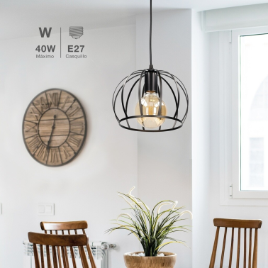 204400067 LAMPARA COLGANTE REDONDO CARNOT E27 Ø190mm NEGRO GSC