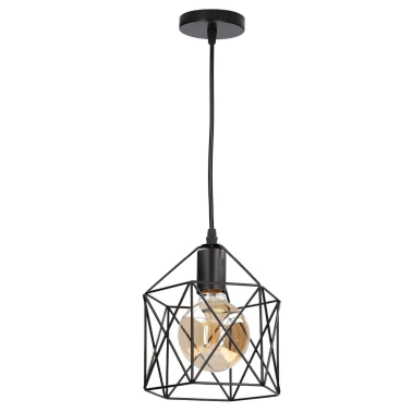 204400068 LAMPARA COLGANTE CUADRADO CARNOT E27 Ø200mm NEGRO GSC