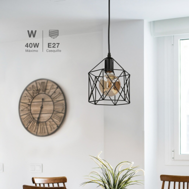 204400068 LAMPARA COLGANTE CUADRADO CARNOT E27 Ø200mm NEGRO GSC
