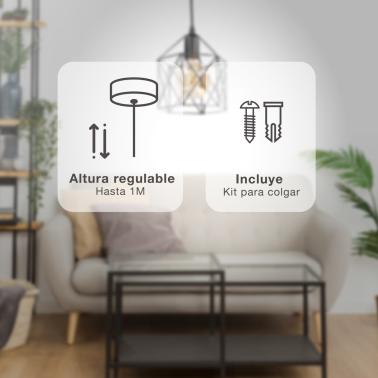 204400068 LAMPARA COLGANTE CUADRADO CARNOT E27 Ø200mm NEGRO GSC