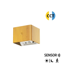 2071005-M APLIQUE PARED RECARGABLE MADERA C/SENSOR CREPUSCULAR Y MOVIMIENTO F-BRIGHT