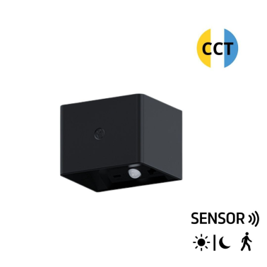2071005-N APLIQUE PARED RECARGABLE NEGRO C/SENSOR CREPUSCULAR Y MOVIMIENTO F-BRIGHT