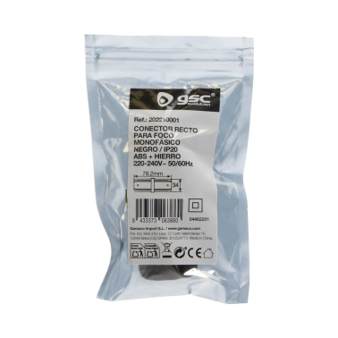 202210001 CONECTOR RECTO MONOFASICO NEGRO IP20 GSC