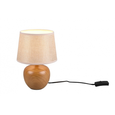 R50621035 LAMPARA SOBREMESA REDONDA 1xE14 IP20 ACABADO MADERA LUXOR TRIO