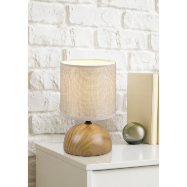 R50351035 LAMPARA SOBREMESA REDONDA 1xE14 IP20 ACABADO MADERA LUCI TRIO