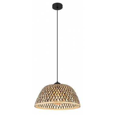 15767H1 LAMPARA COLGANTE 1xE27 LED 15W 230V Ø400mm BAMBU NATURAL NEGRO COLLY GLOBO