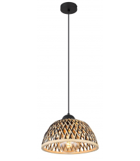 15767H LAMPARA COLGANTE 1xE27 LED 15W 230V Ø300mm BAMBU NATURAL NEGRO COLLY GLOBO