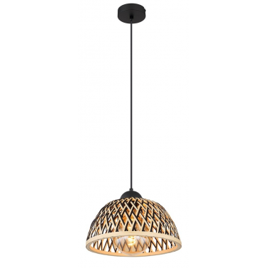 15767H LAMPARA COLGANTE 1xE27 LED 15W 230V Ø300mm BAMBU NATURAL NEGRO COLLY GLOBO