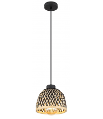 15767H2 LAMPARA COLGANTE 1xE27 LED 15W 230V Ø200mm BAMBU NATURAL NEGRO COLLY GLOBO