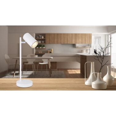 57910TW LAMPARA SOBREMESA LED 1xGU10 5W 230V BLANCA ROBBY GLOBO