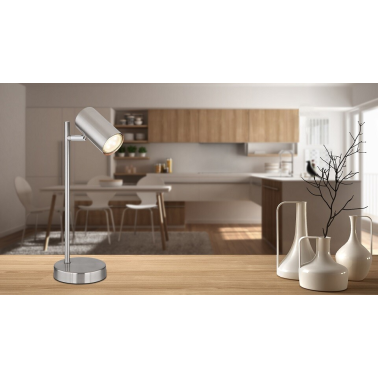 57910T LAMPARA SOBREMESA LED 1xGU10 5W 230V NIQUEL ROBBY GLOBO