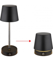 58446B LAMPARA SOBREMESA 1,2W 3000K 30Lm REGULABLE BATERIA NEGRA CARLOS GLOBO