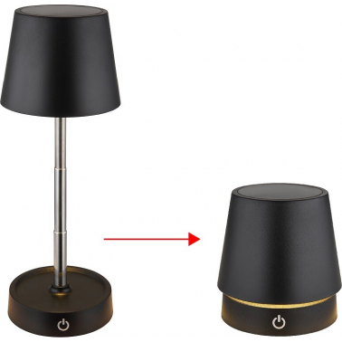 58446B LAMPARA SOBREMESA 1,2W 3000K 30Lm REGULABLE BATERIA NEGRA CARLOS GLOBO