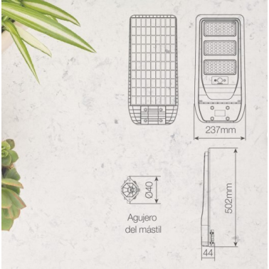 201635015 FAROLA SOLAR LED CON SENSOR 14W 6500K IP65 BUAT GSC