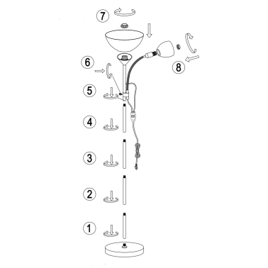 135542009 LAMPARA DE PIE RIGEL E27+E14 C/LECTOR NEGRA FABRILAMP