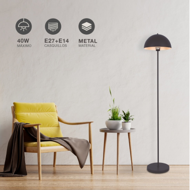 204400044 LÁMPARA DE PIE E27 1450mm GRIS ANTRACITA GOHIRA GSC