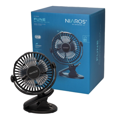 300010032 MINI VENTILADOR USB TIPO CLIP 3W NEGRO FUNE NIAROS