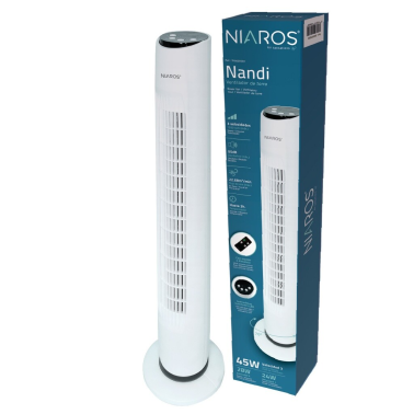300025003 VENTILADOR DE TORRE CON MANDO 45W BLANCO NANDI NIAROS