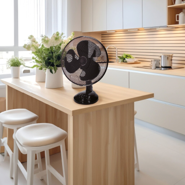 300010017 VENTILADOR SOBREMESA 34cm 40W NEGRO LINDI NIAROS