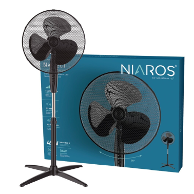 300000027 VENTILADOR DE PIE 43cm 45W NEGRO NAMETIL NIAROS