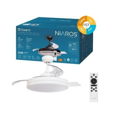 300005093 VENTILADOR TECHO CCT ASPAS RETRACTILES 107cm OLIVERI NIAROS