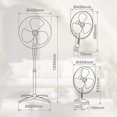 300000021 VENTILADOR 3 EN 1 KURELI 43cm 45W BLANCO NIAROS
