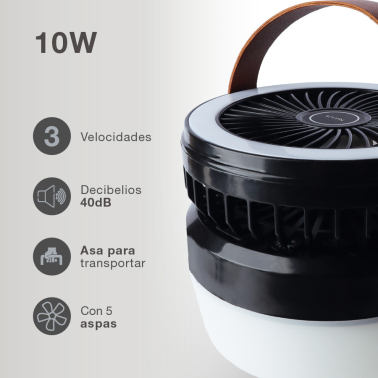 300045001 VENTILADOR SOBREMESA SOLAR C/LUZ 10W NEGRO ATABEY NIAROS