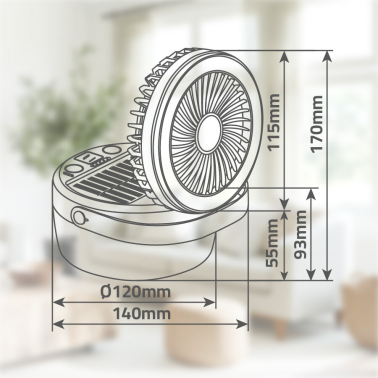 300045001 VENTILADOR SOBREMESA SOLAR C/LUZ 10W NEGRO ATABEY NIAROS