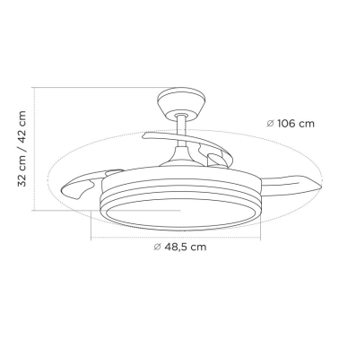 85-080-42-000 VENTILADOR TECHO LUZ 60W CCT BLANCO NIGHT EVO