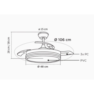 85-037-42-100 VENTILADOR TECHO LUZ 48W CCT BLANCO MILKY ECO