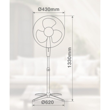 300000015 VENTILADOR DE PIE OSCILANTE 43cm 45W BLANCO NAMETIL NIAROS