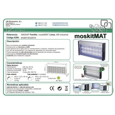 AM30XP MATA INSECTOS 2 TUBOS 15W 575x186x270