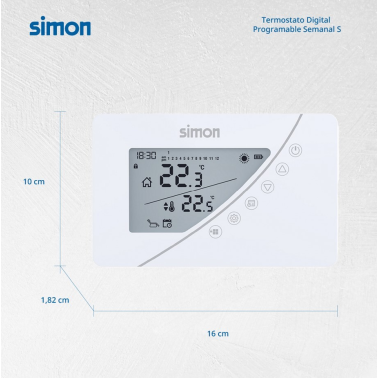 AF511103 TERMOSTATO DIGITAL PROGRAMABLE SEMANAL BLANCO SIMON BRICO