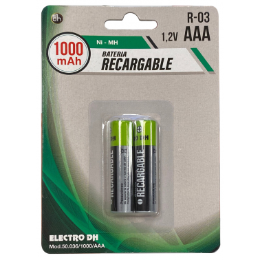 50.036/1000/AAA BL 2ud PILA RECARGABLE R-03 AAA DH
