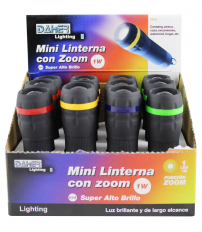 60.369 EXPOSITOR 12 MINI LINTERNAS LED ZOOM C/PILA