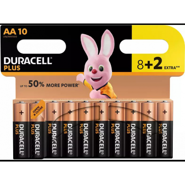 10 x PILA ALCALINA LR06 AA DURACELL PLUS POWER 50%